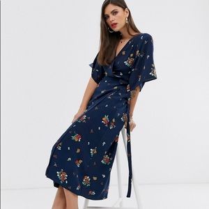 Liquorish Floral Midi Wrap Dress